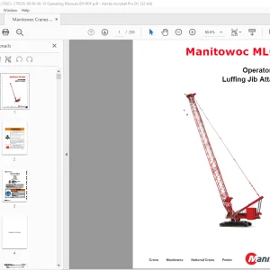 Manitowoc Crane MLC650 Luffing Jib Attachment Operator Manual PDF