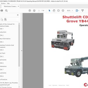 Manitowoc Crane Shuttlelift CD3339 Grove YB4409-2 Operator Manual 465-04 PDF