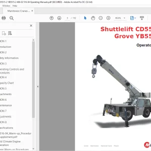 Manitowoc Crane Shuttlelift CD5515-2 Grove YB5515-2 Operator Manual