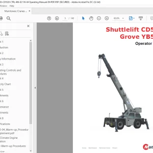 Manitowoc Crane Shuttlelift CD5520 Grove YB5520 Operator Manual PDF