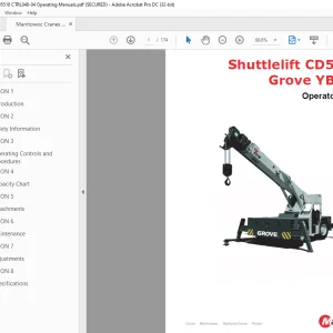 Manitowoc Crane Shuttlelift CD5560B Grove YB5518 Operator Manual PDF