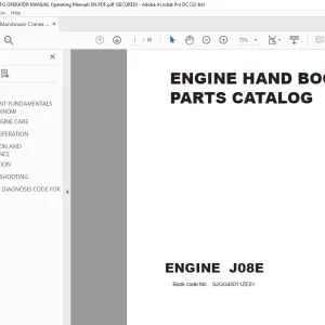 Manitowoc Engine J08E Engine Hand Book Parts Manual PDF