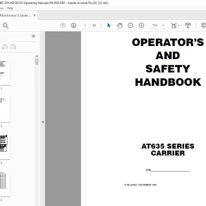 Manitowoc Grove Crane AT635 Series Carrier Operator's Manual PDF
