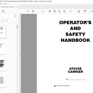 Manitowoc Grove Crane AT635E Carrier Operator's Manual PDF