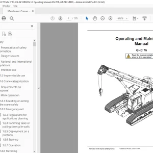 Manitowoc Grove Crane GHC 75 Operating & Maintenance Manual 519-04