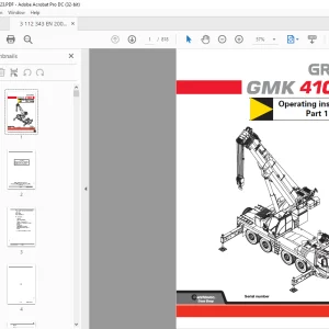 Manitowoc Grove Crane GMK4100 Part 1 Driving Operating Manual PDF