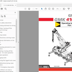 Manitowoc Grove Crane GMK4100 Part 1 Driving Operating Manual 3112390