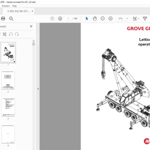 Manitowoc Grove Crane GMK5150L Lattice extension Operating Manual 3302532 PDF