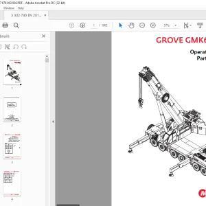 Manitowoc Grove Crane GMK6300L Operation Operating Manual PDF