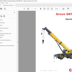 Manitowoc Grove Crane GRT8100 Operator Manual  PDF