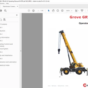 Manitowoc Grove Crane GRT880 Operator Manual PDF