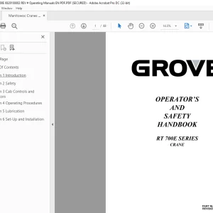 Manitowoc Grove Crane RT 700E Series Operator's Manual - PDF DOWNLOAD