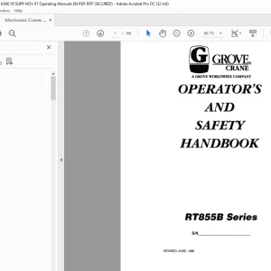 Manitowoc Grove Crane RT 855B Series Operator's Manual - PDF DOWNLOAD