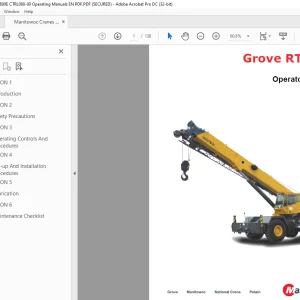 Manitowoc Grove Crane RT600E Operator Manual PDF