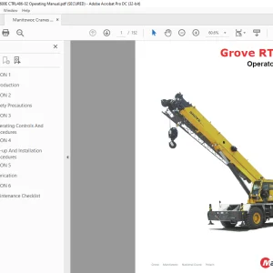 Manitowoc Grove Crane RT600E Series Operator Manual PDF