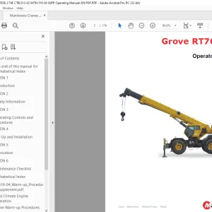 Manitowoc Grove Crane RT765E-2 Operator Manual PDF