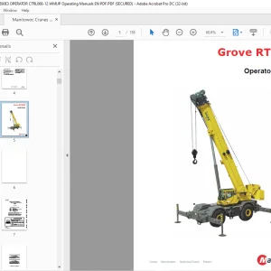Manitowoc Grove Crane  RT890E Operator Manual 068-12 PDF