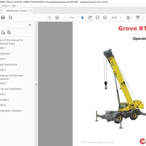 Manitowoc Grove Crane RT890E Operator Manual PDF