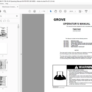Manitowoc Grove Crane TMS700E Operator’s Manual 102-06 PDF