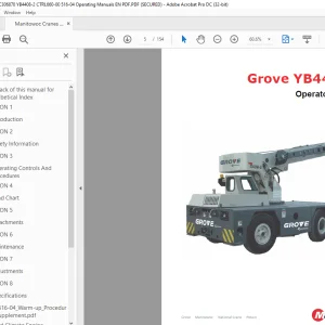 Manitowoc Grove Crane YB4408-2 Operator Manual 660-00 PDF