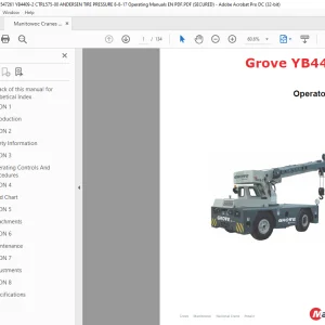 Manitowoc Grove Crane YB4409-2 Operator Manual PDF