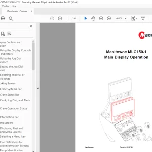 Manitowoc MLC150-1 Main Display Operation Manual  PDF