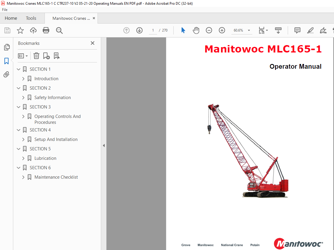 Manitowoc MLC165-1 Operator Manual PDF - HeyDownloads - Manual Downloads