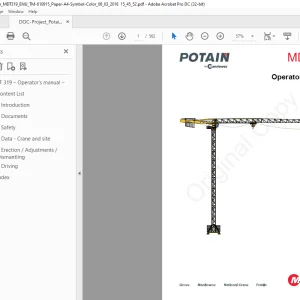 Manitowoc Potain Crane MDT 319 Operator's Manual 610915 - PDF DOWNLOAD