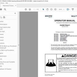 Manitowoc Shuttlelift Grove Crane 3340B/YB4411 Operator Manual PDF