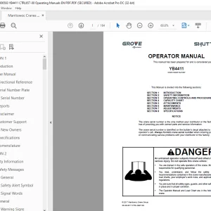 Shuttlelift Grove Crane YB4411 Operator Manual 657-00 PDF