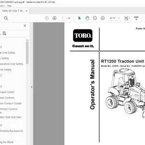 TORO RT1200 Traction Unit Operator`s Manual PDF
