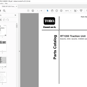 TORO RT1200 Traction Unit Parts Manual PDF