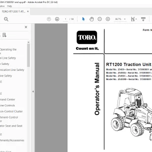 Toro RT1200 Traction Unit Operation Manual PDF Download