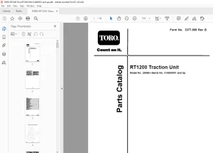 Toro RT1200 Traction Unit Spare Parts Catalog PDF Download