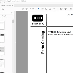 Toro RT1200 Traction Unit Parts Manual PDF