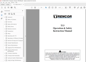 Trencor T13 Operation & Safety Instruction Manual 13TR10000 PDF
