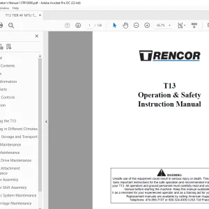Trencor T13 Operation & Safety Instruction Manual 13TR10000 PDF