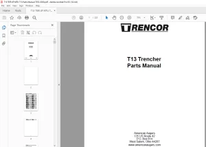 Trencor T13 Trencher Parts Manual 7053-0020 - PDF DOWNLOAD