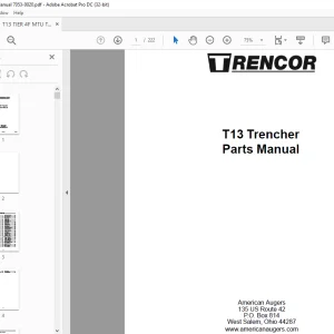 Trencor T13 Trencher Parts Manual 7053-0020 - PDF DOWNLOAD