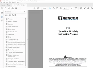 Trencor T16 Operation & Safety Instruction Manual 16TR10000 PDF