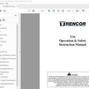 Trencor T16 Operation & Safety Instruction Manual 16TR10000 PDF