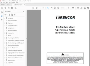 Trencor T16 Surface Miner Operator's Manual 7053-0005 PDF