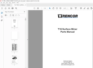Trencor T16 Surface Miner Parts Manual 7053-0055 - PDF DOWNLOAD