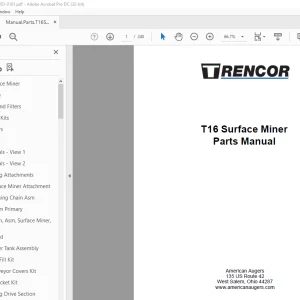 Trencor T16 Surface Miner Parts Manual 7053-0101 - PDF DOWNLOAD