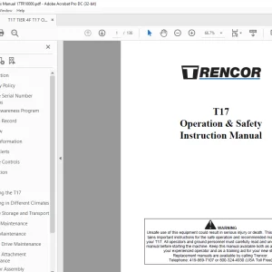 Trencor T17 Operation & Safety Instruction Manual 17TR10000 PDF