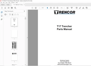 Trencor T17 Trencher Parts Manual 7053-0013 - PDF DOWNLOAD