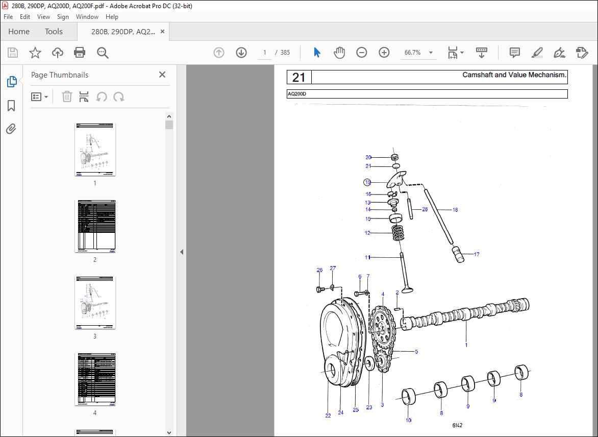 Volvo Penta 280B, 290DP, AQ200D, AQ200F Parts Manual PDF - HeyDownloads ...