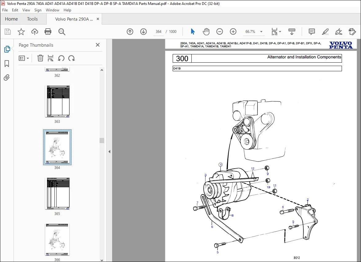 Volvo Penta 290A 740A AD41 AD41A AD41B D41 D41B DP-A DP-B SP-A TAMD41A Parts Manual PDF - Image 4