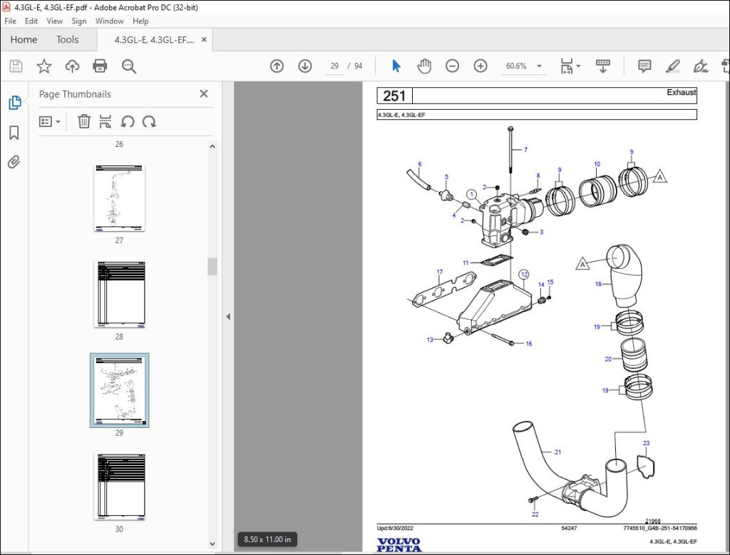 Volvo Penta 4.3GL-E, 4.3GL-EF Marine Gasoline Engine Parts Manual PDF ...