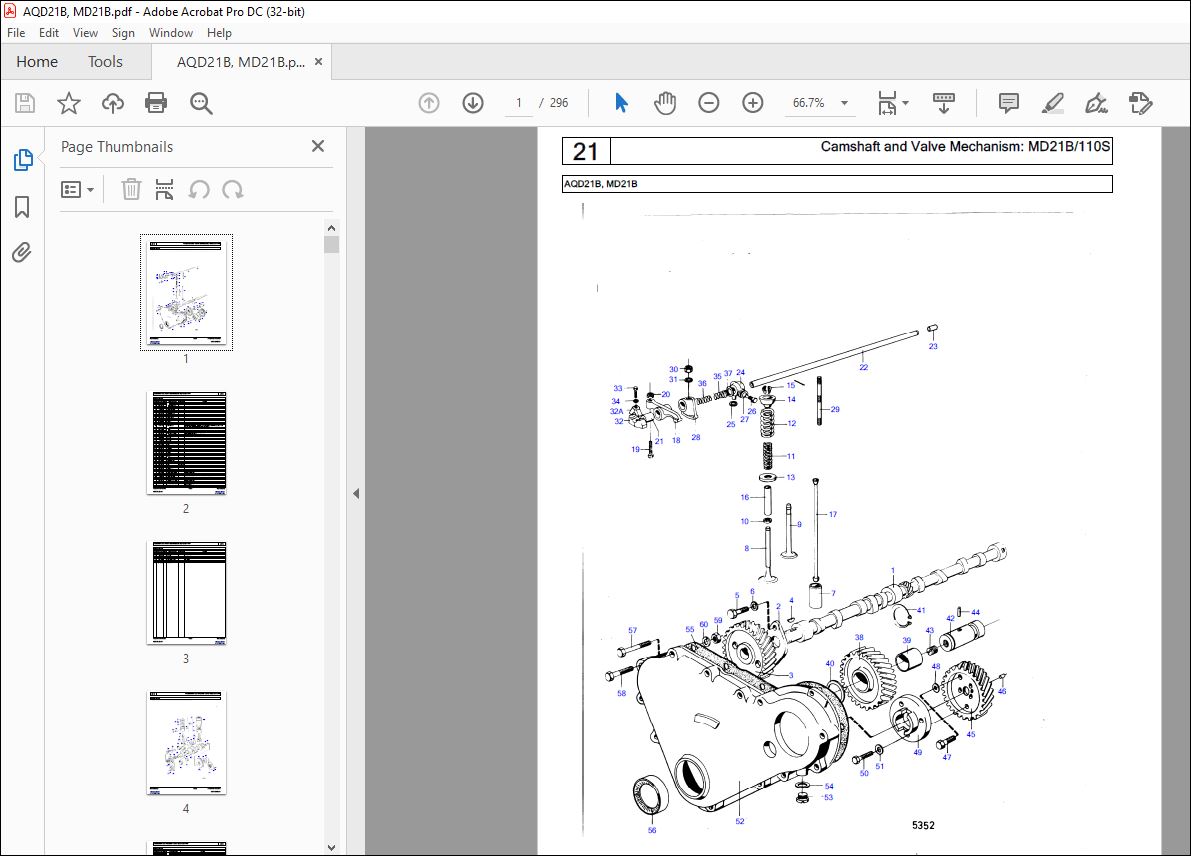 Volvo Penta AQD21B, MD21B Marine Diesel Engine Parts Manual PDF ...